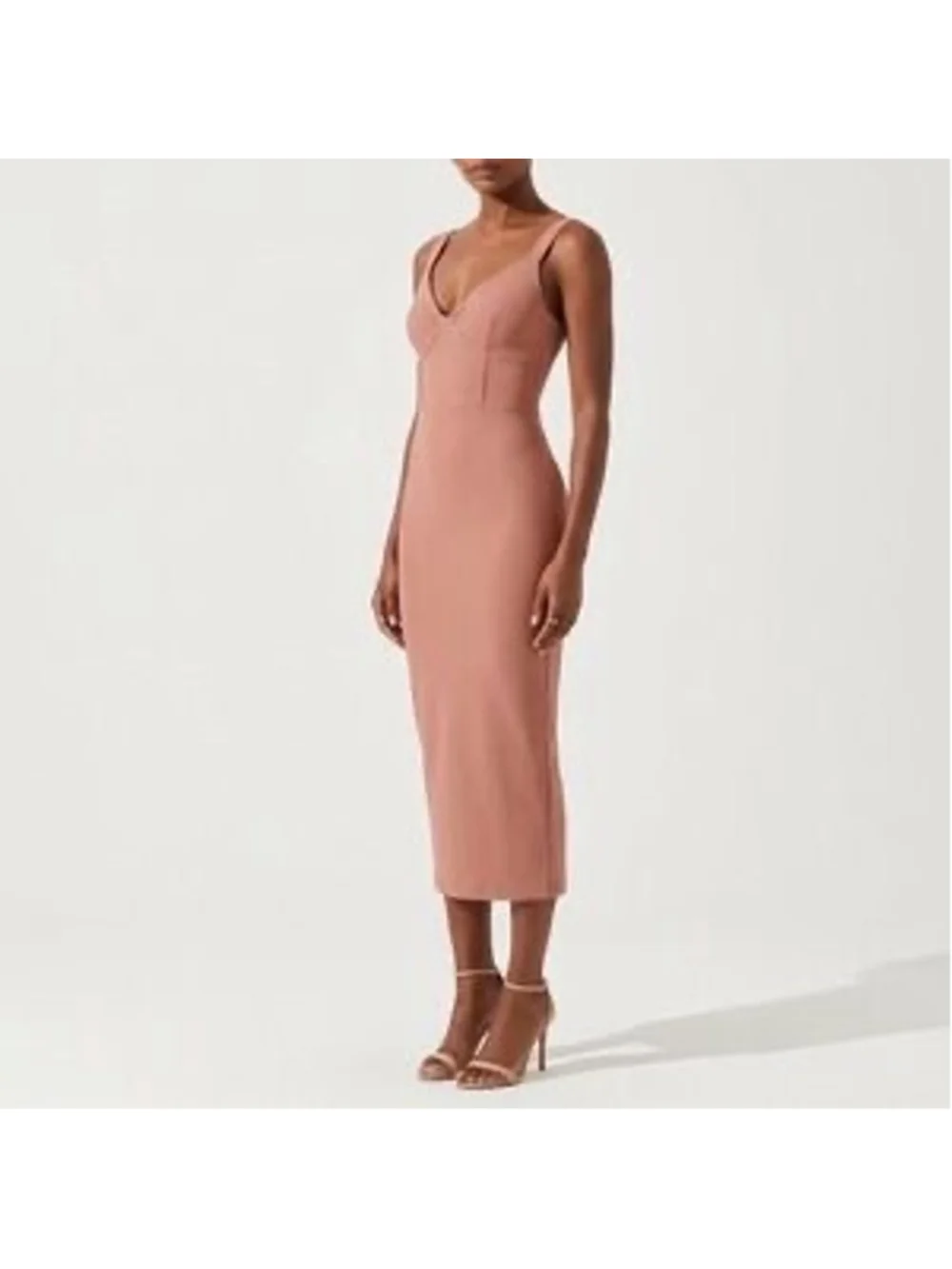 naked wardrobe brown dress Bare Body Halter Chain Midi Dress